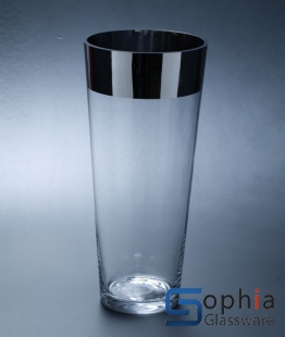 Tapered cylinder glass vase, silver glass vase SYD010